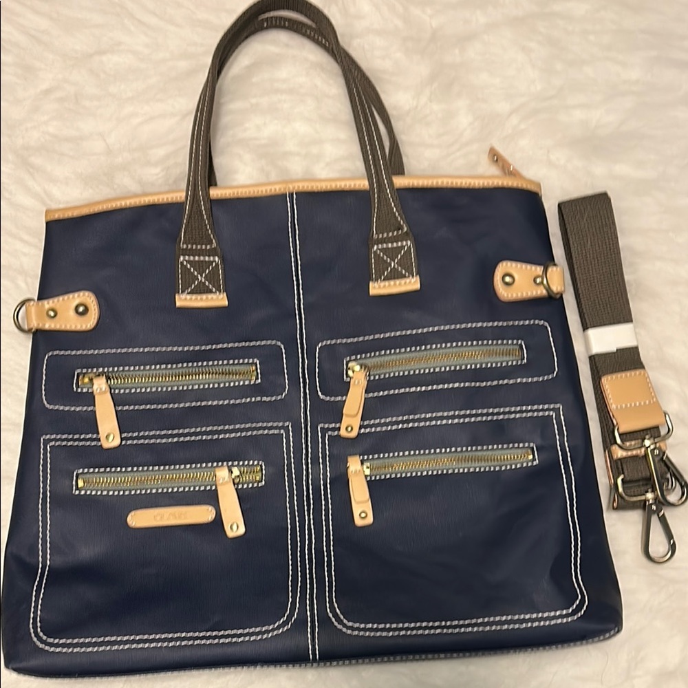 Clava Stylish Navy and Tan Bag